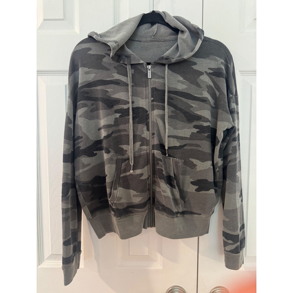 Splendid Womens super soft Camo Zip Up Hoodie grey/green faded Camouflage XS - Picture 3 of 10